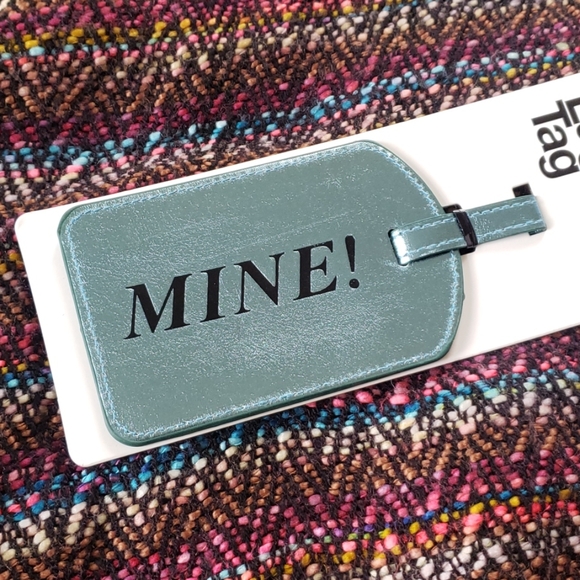 MINE! Blue Metallic Luggage Tag NEW - Picture 2 of 3